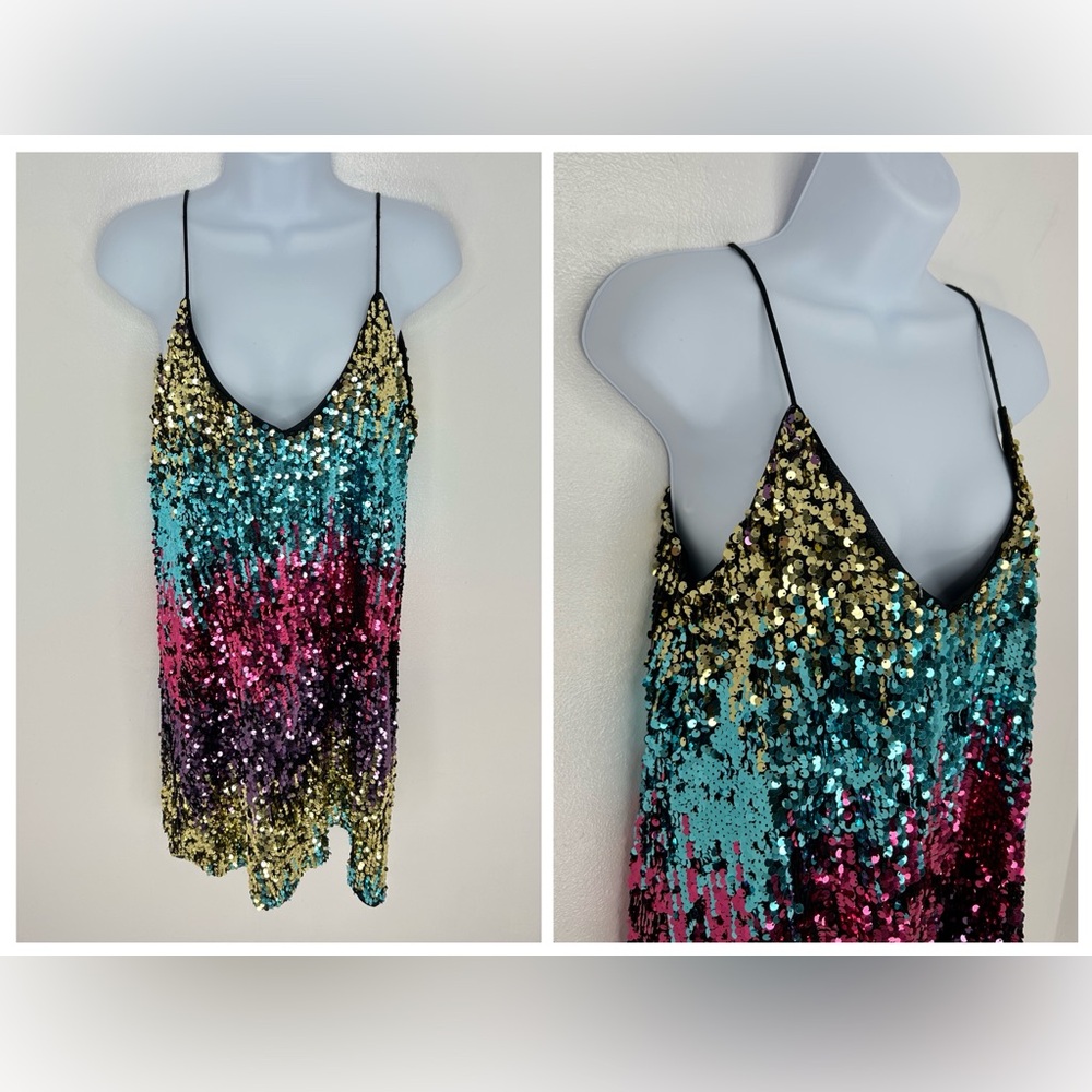 Sequin Ombre Multicolor Cocktail Dress‎ Size XS Holiday Swifties Eras Festival